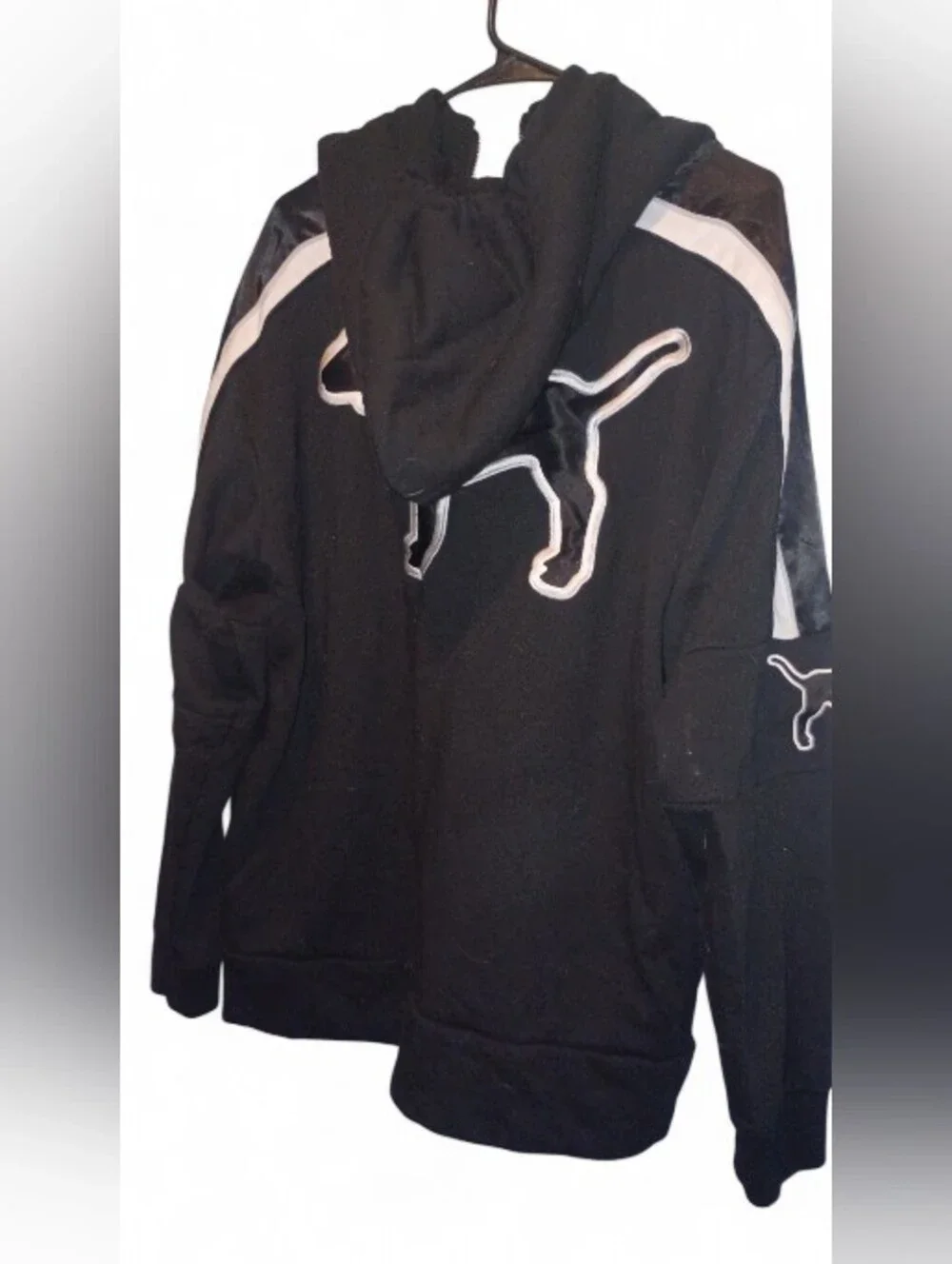 RARE Victoria's Secret PINK Sherpa Lined Campus Quarter Zip Hoodie Black - Picture 7 of 10